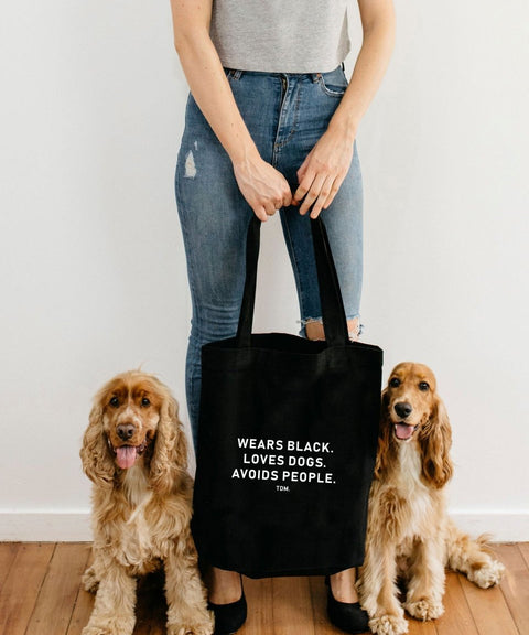 Wears Black. Loves Dogs. Avoids People. Luxe Tote Bag - The Dog Mum