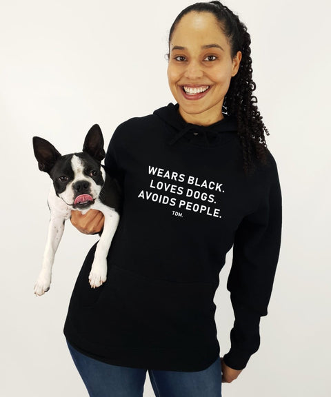 Wears Black. Loves Dogs. Avoids People. Unisex Hoodie - The Dog Mum