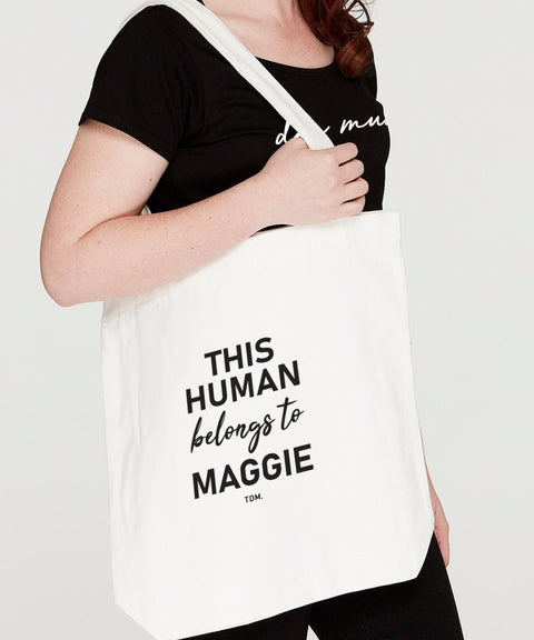 This Human Belongs To [Dog Name] Luxe Tote Bag - The Dog Mum