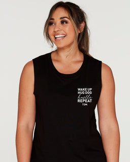 Wake Up. Hug Dog. Hustle. Repeat. Ladies Tank - The Dog Mum