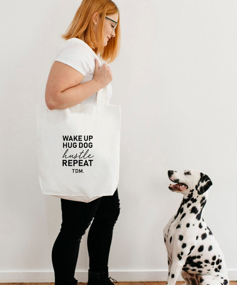 Wake Up. Hug Dog. Hustle. Repeat. Luxe Tote Bag - The Dog Mum