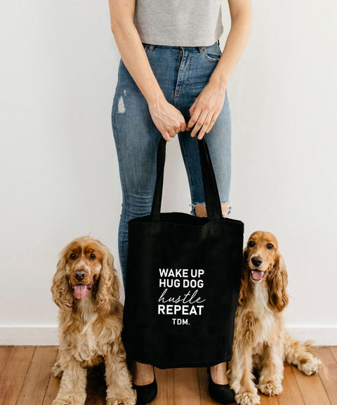 Wake Up. Hug Dog. Hustle. Repeat. Luxe Tote Bag - The Dog Mum