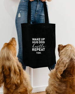 Wake Up. Hug Dog. Hustle. Repeat. Luxe Tote Bag - The Dog Mum