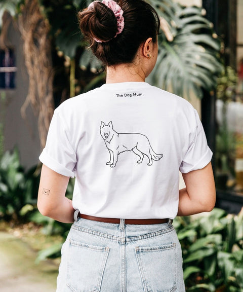 White Swiss Shepherd Mum Illustration: Unisex T-Shirt - The Dog Mum