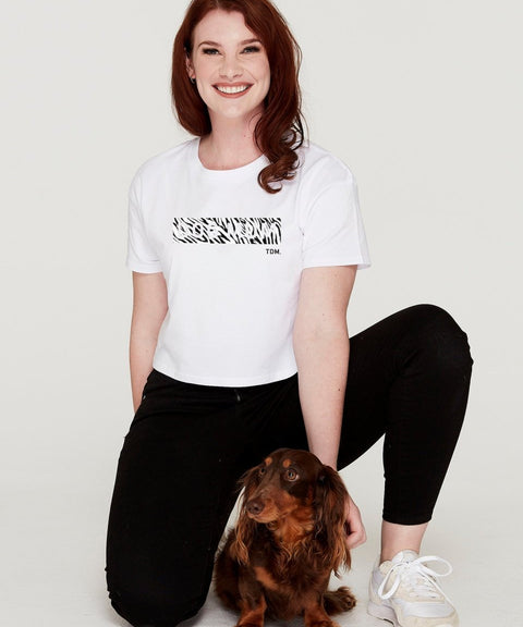 Wild One Zebra: Dog Mum Panel Crop T-Shirt - The Dog Mum