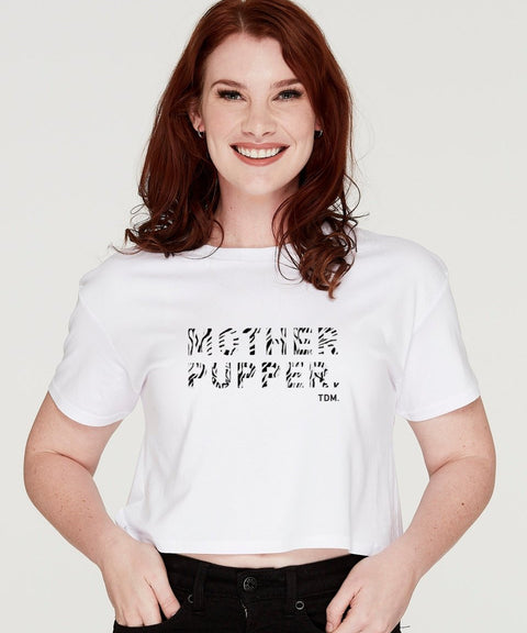 Wild One Zebra: Motherpupper Crop T-Shirt - The Dog Mum